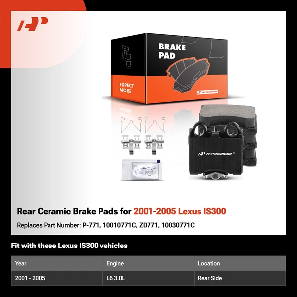 Rear Ceramic Brake Pads for 2001-2005 Lexus IS300