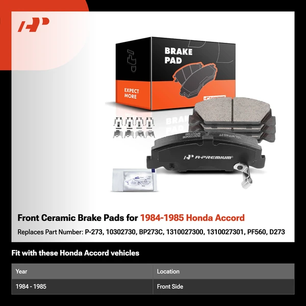 Front Ceramic Brake Pads for 1984-1985 Honda Accord