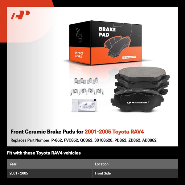 Front Ceramic Brake Pads for 2001-2005 Toyota RAV4