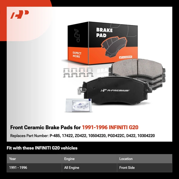Front Ceramic Brake Pads for 1991-1996 INFINITI G20