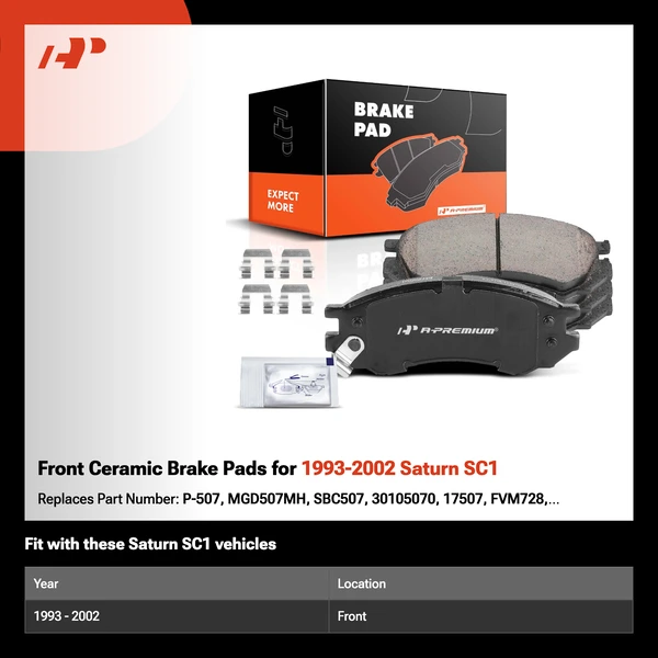 Front Ceramic Brake Pads for 1993-2002 Saturn SC1