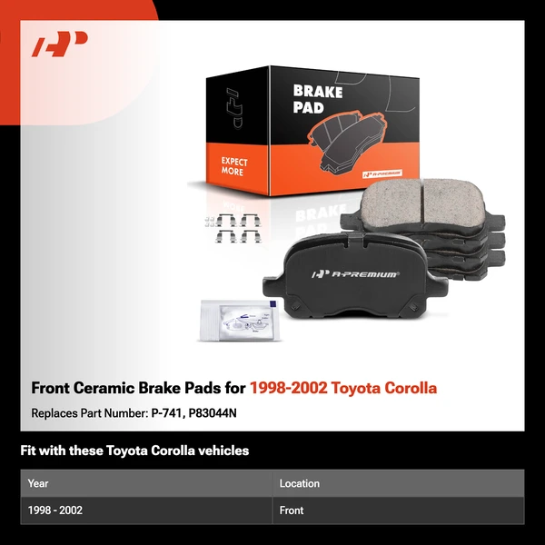 Front Ceramic Brake Pads for 1998-2002 Toyota Corolla