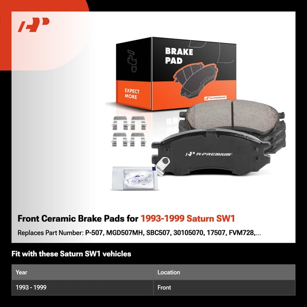 Front Ceramic Brake Pads for 1993-1999 Saturn SW1