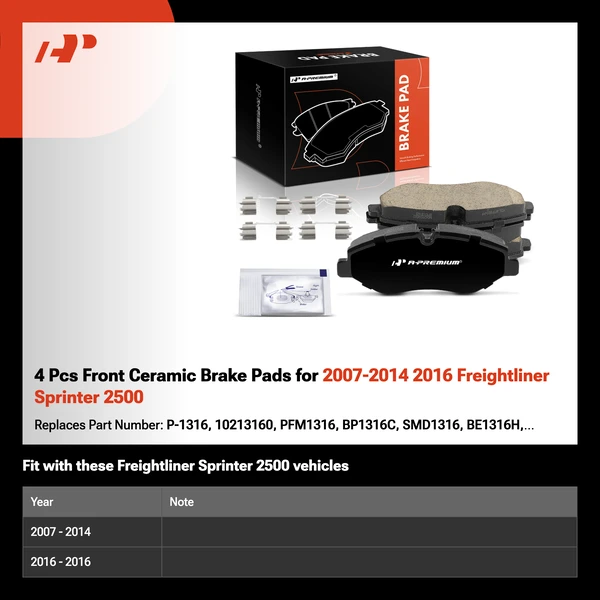 4 Pcs Front Ceramic Brake Pads for 2007-2014 2016 Freightliner Sprinter 2500