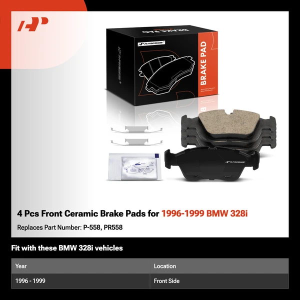 4 Pcs Front Ceramic Brake Pads for 1996-1999 BMW 328i