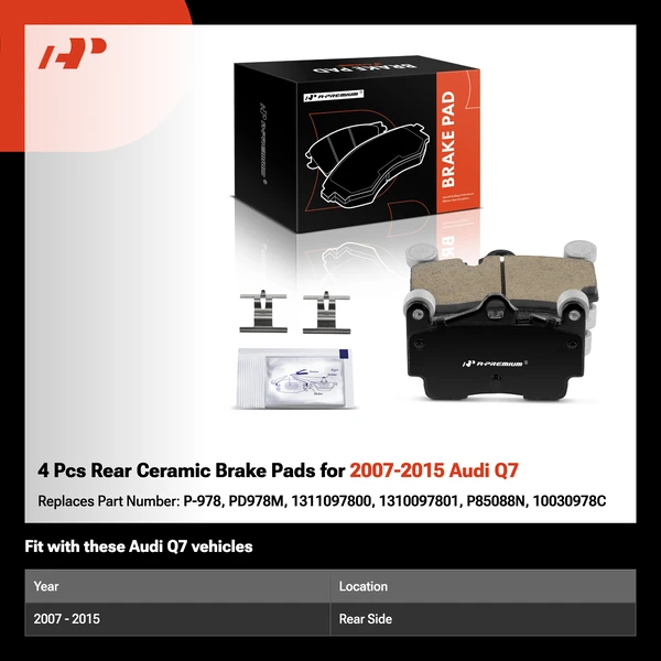 4 Pcs Rear Ceramic Brake Pads for 2007-2015 Audi Q7