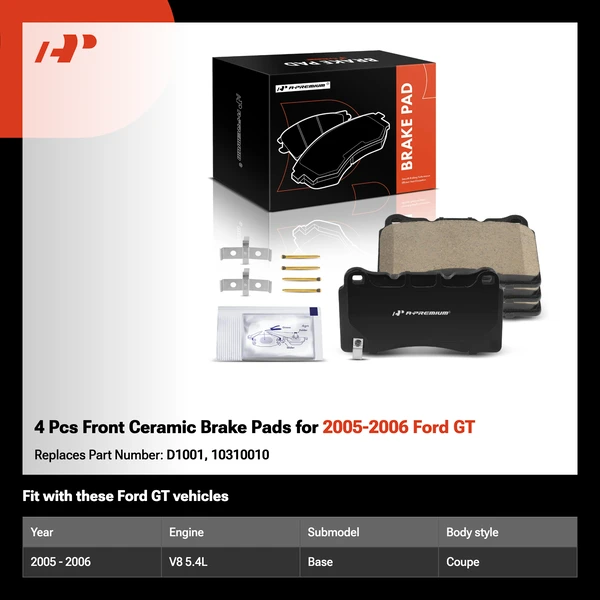 4 Pcs Front Ceramic Brake Pads for 2005-2006 Ford GT