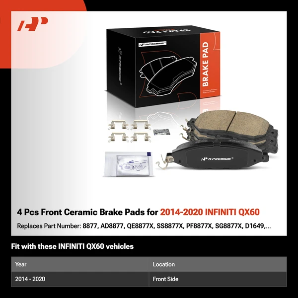 4 Pcs Front Ceramic Brake Pads for 2014-2020 INFINITI QX60