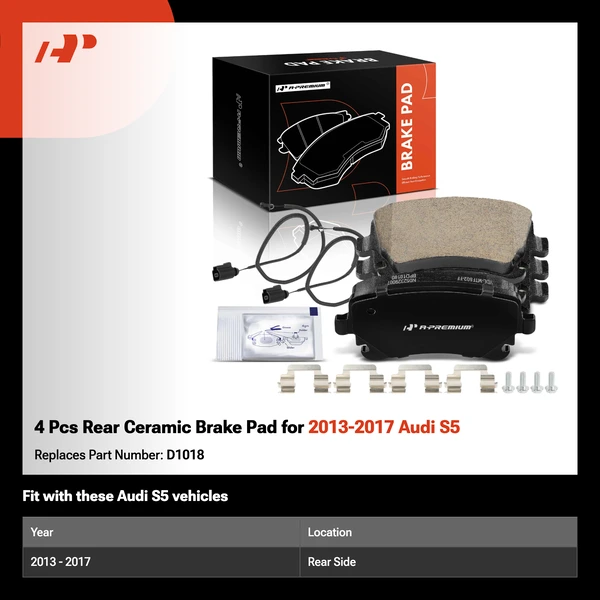 4 Pcs Rear Ceramic Brake Pad for 2013-2017 Audi S5