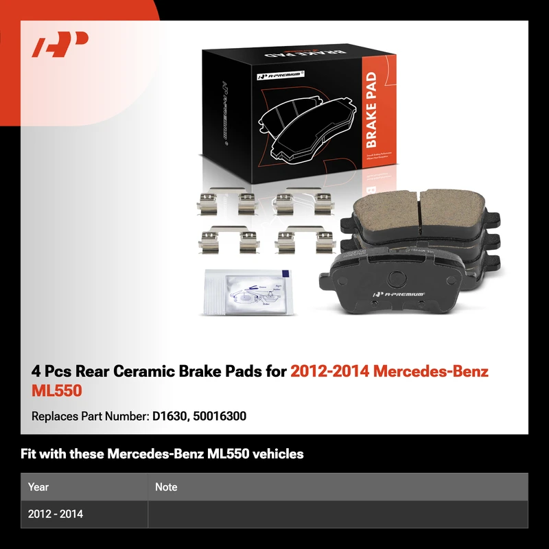 4 Pcs Rear Ceramic Brake Pads for 2012-2014 Mercedes-Benz ML550