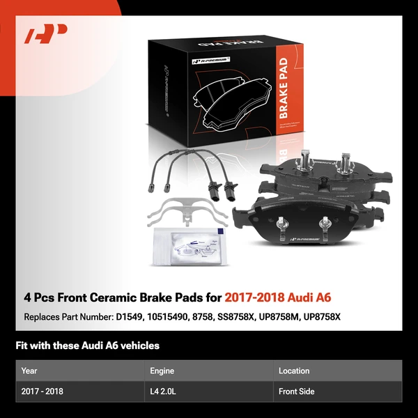 4 Pcs Front Ceramic Brake Pads for 2017-2018 Audi A6