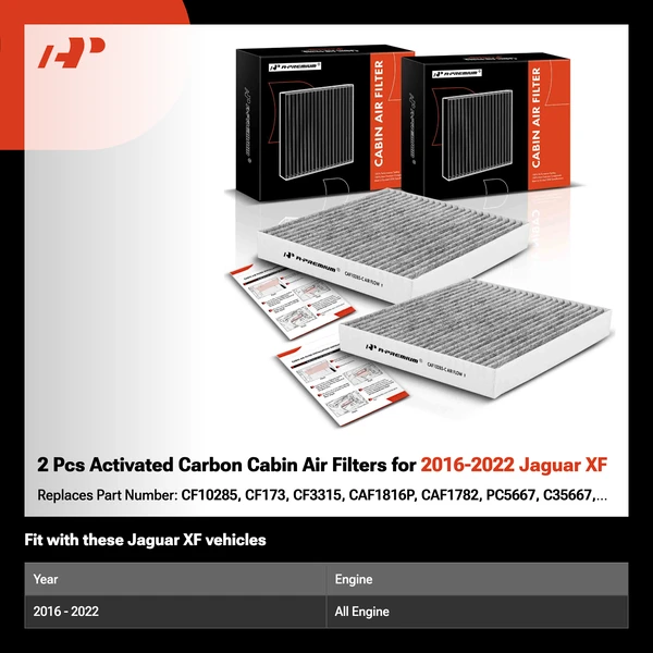 2 Pcs Activated Carbon Cabin Air Filters for 2016-2022 Jaguar XF