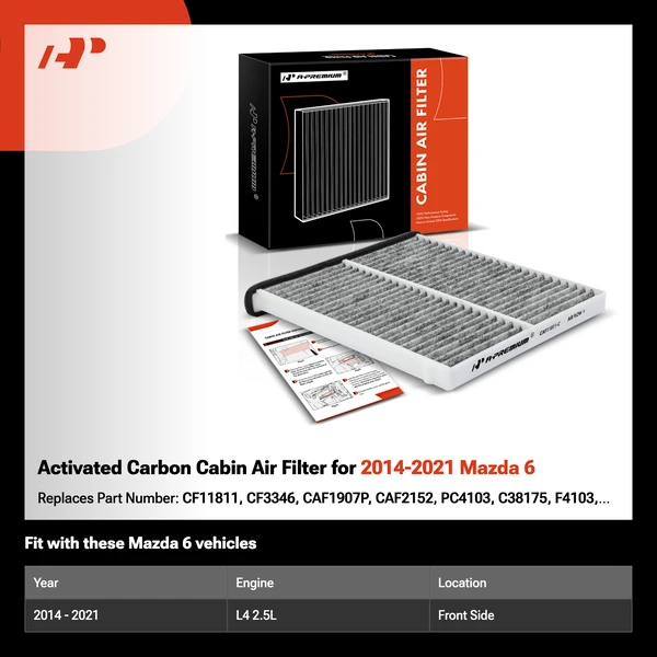 Activated Carbon Cabin Air Filter for 2014-2021 Mazda 6