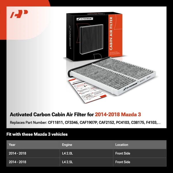 Activated Carbon Cabin Air Filter for 2014-2018 Mazda 3