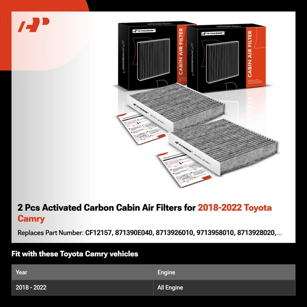2 Pcs Activated Carbon Cabin Air Filters for 2018-2022 Toyota Camry