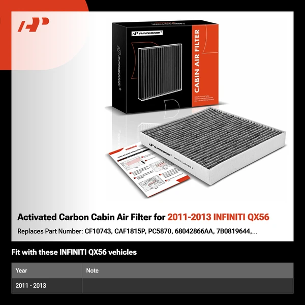 Activated Carbon Cabin Air Filter for 2011-2013 INFINITI QX56