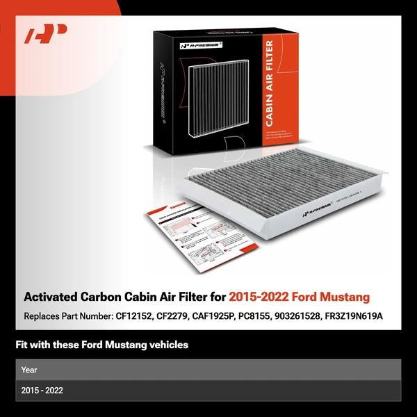 Activated Carbon Cabin Air Filter for 2015-2022 Ford Mustang