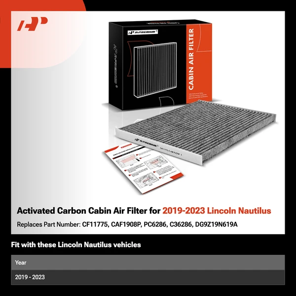 Activated Carbon Cabin Air Filter for 2019-2023 Lincoln Nautilus