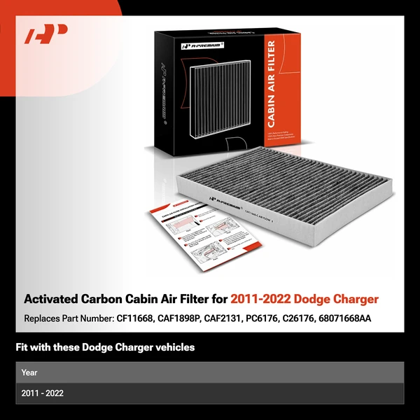 Activated Carbon Cabin Air Filter for 2011-2022 Dodge Charger