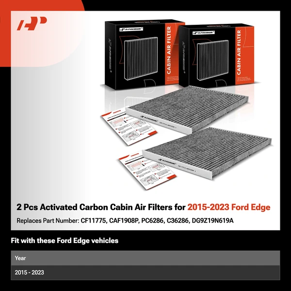 2 Pcs Activated Carbon Cabin Air Filters for 2015-2023 Ford Edge