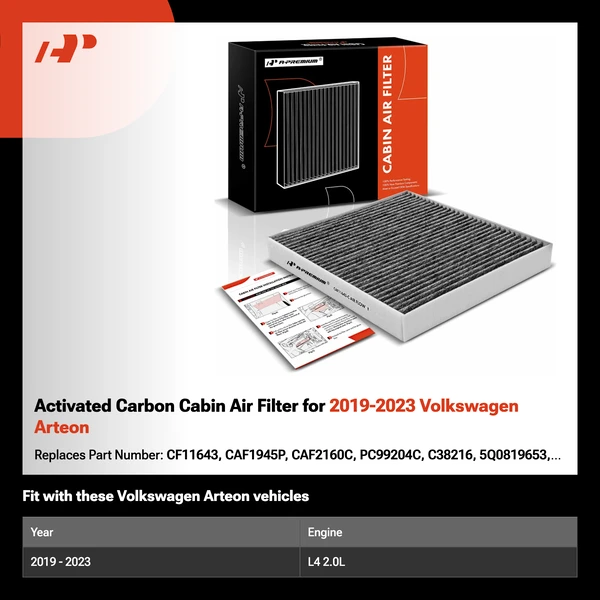 Activated Carbon Cabin Air Filter for 2019-2023 Volkswagen Arteon