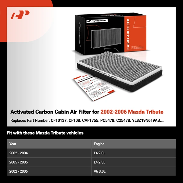 Activated Carbon Cabin Air Filter for 2002-2006 Mazda Tribute