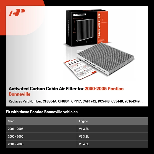Activated Carbon Cabin Air Filter for 2000-2005 Pontiac Bonneville