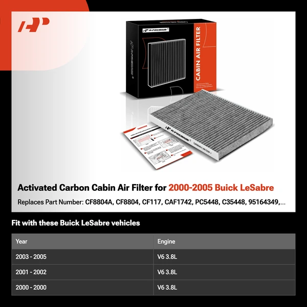 Activated Carbon Cabin Air Filter for 2000-2005 Buick LeSabre