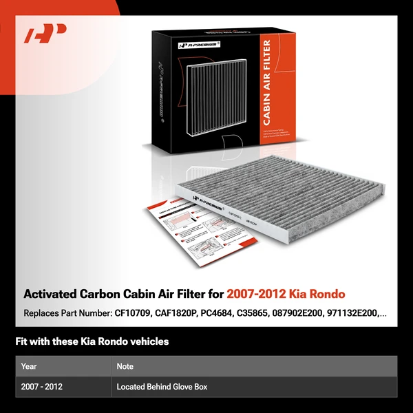 Activated Carbon Cabin Air Filter for 2007-2012 Kia Rondo