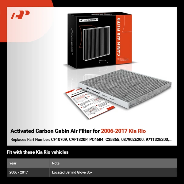 Activated Carbon Cabin Air Filter for 2006-2017 Kia Rio
