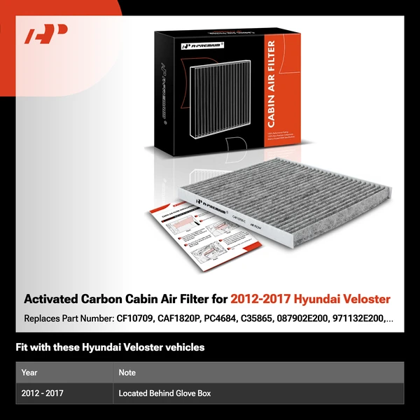 Activated Carbon Cabin Air Filter for 2012-2017 Hyundai Veloster