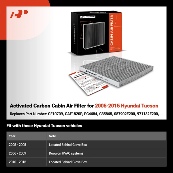 Activated Carbon Cabin Air Filter for 2005-2015 Hyundai Tucson