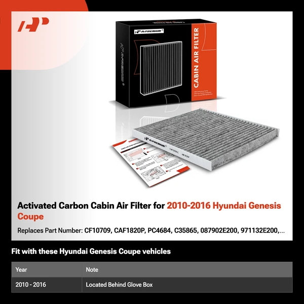 Activated Carbon Cabin Air Filter for 2010-2016 Hyundai Genesis Coupe