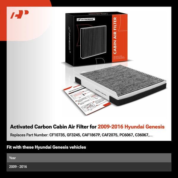 Activated Carbon Cabin Air Filter for 2009-2016 Hyundai Genesis