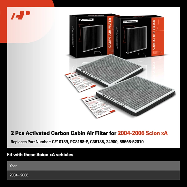 2 Pcs Activated Carbon Cabin Air Filter for 2004-2006 Scion xA