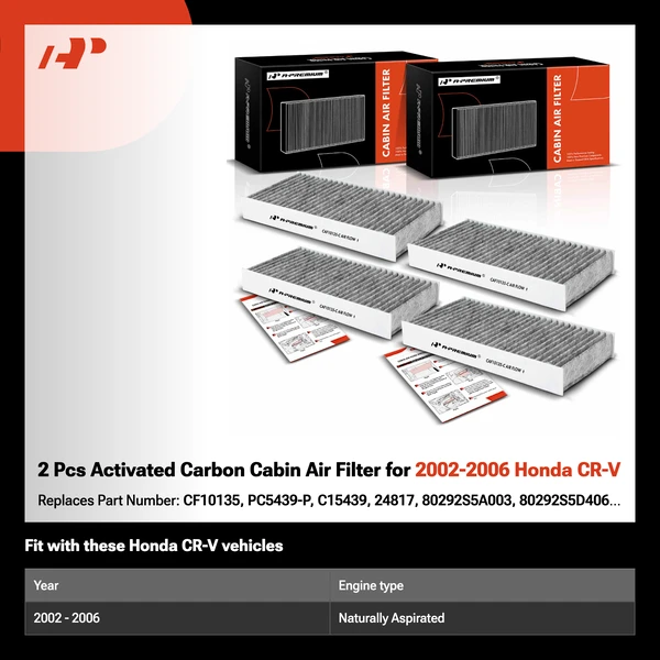 2 Pcs Activated Carbon Cabin Air Filter for 2002-2006 Honda CR-V