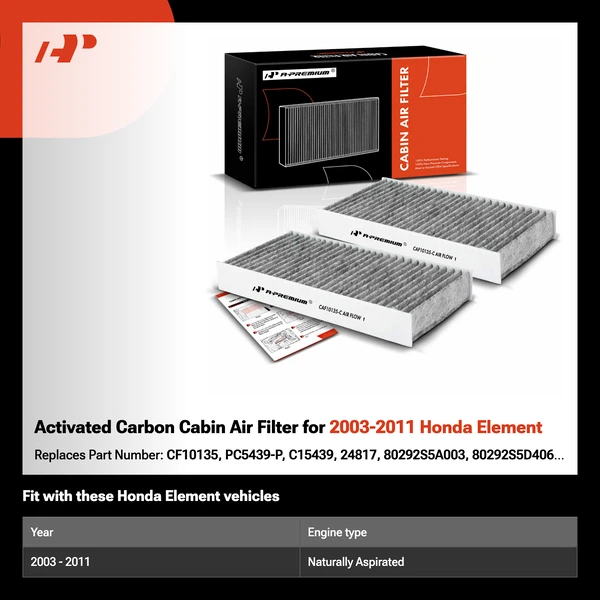 Activated Carbon Cabin Air Filter for 2003-2011 Honda Element