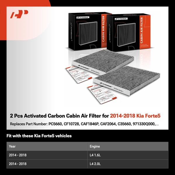 2 Pcs Activated Carbon Cabin Air Filter for 2014-2018 Kia Forte5