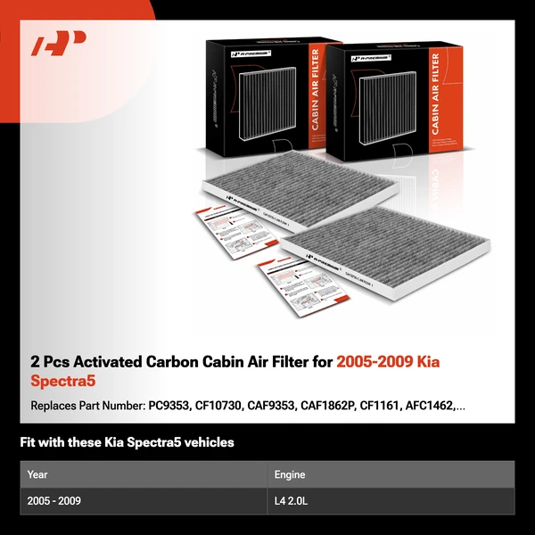 2 Pcs Activated Carbon Cabin Air Filter for 2005-2009 Kia Spectra5
