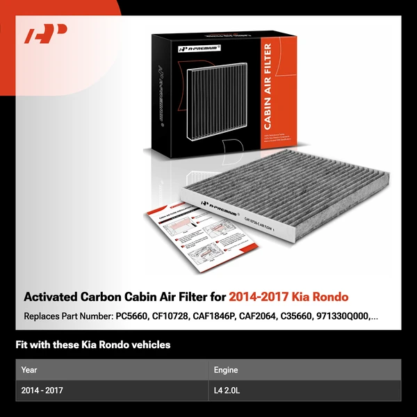 Activated Carbon Cabin Air Filter for 2014-2017 Kia Rondo