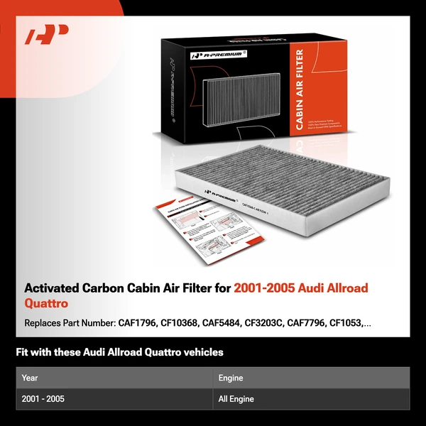 Activated Carbon Cabin Air Filter for 2001-2005 Audi Allroad Quattro