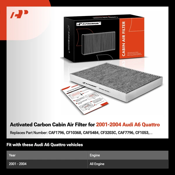 Activated Carbon Cabin Air Filter for 2001-2004 Audi A6 Quattro