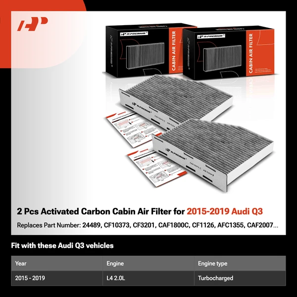 2 Pcs Activated Carbon Cabin Air Filter for 2015-2019 Audi Q3