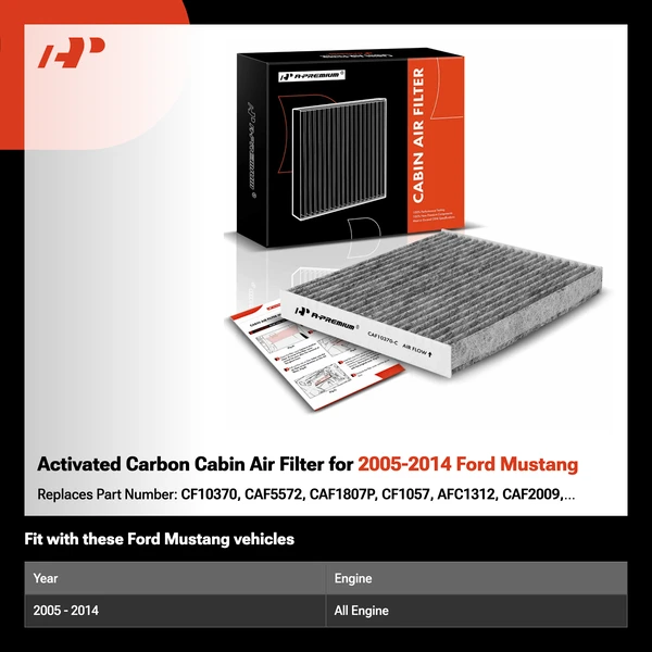 Activated Carbon Cabin Air Filter for 2005-2014 Ford Mustang