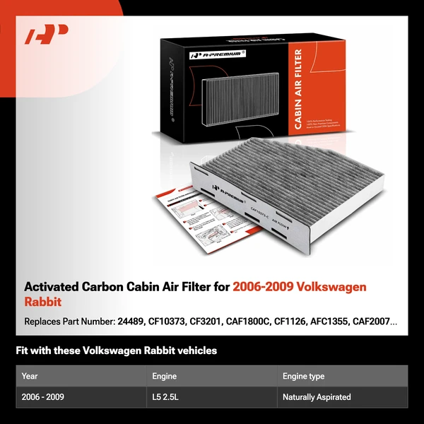 Activated Carbon Cabin Air Filter for 2006-2009 Volkswagen Rabbit
