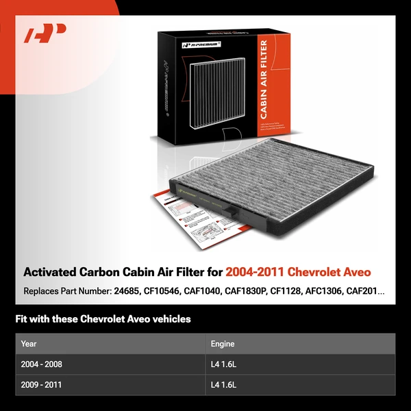 Activated Carbon Cabin Air Filter for 2004-2011 Chevrolet Aveo