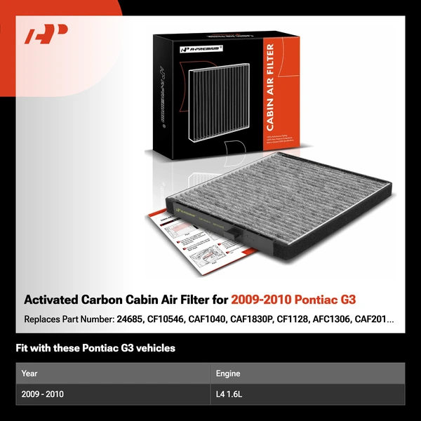 Activated Carbon Cabin Air Filter for 2009-2010 Pontiac G3