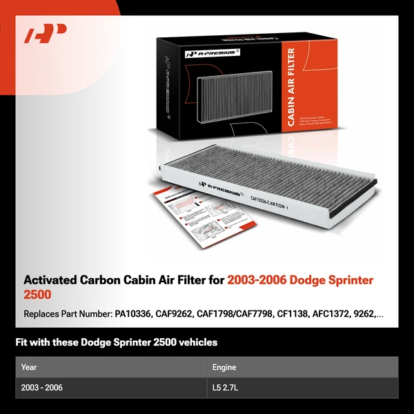 Activated Carbon Cabin Air Filter for 2003-2006 Dodge Sprinter 2500