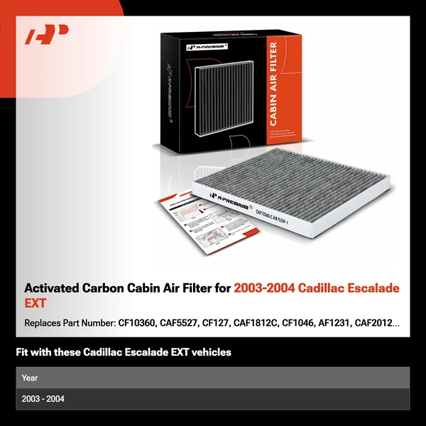 Activated Carbon Cabin Air Filter for 2003-2004 Cadillac Escalade EXT