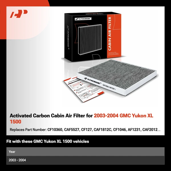 Activated Carbon Cabin Air Filter for 2003-2004 GMC Yukon XL 1500